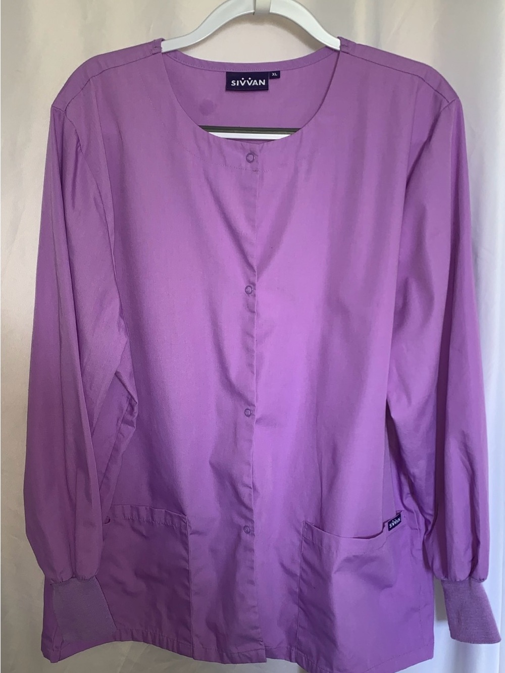 Sivvan Scrubs Jacket Women's XL Long Sleeve Purple Button-Front Top